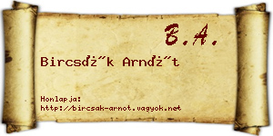 Bircsák Arnót névjegykártya
